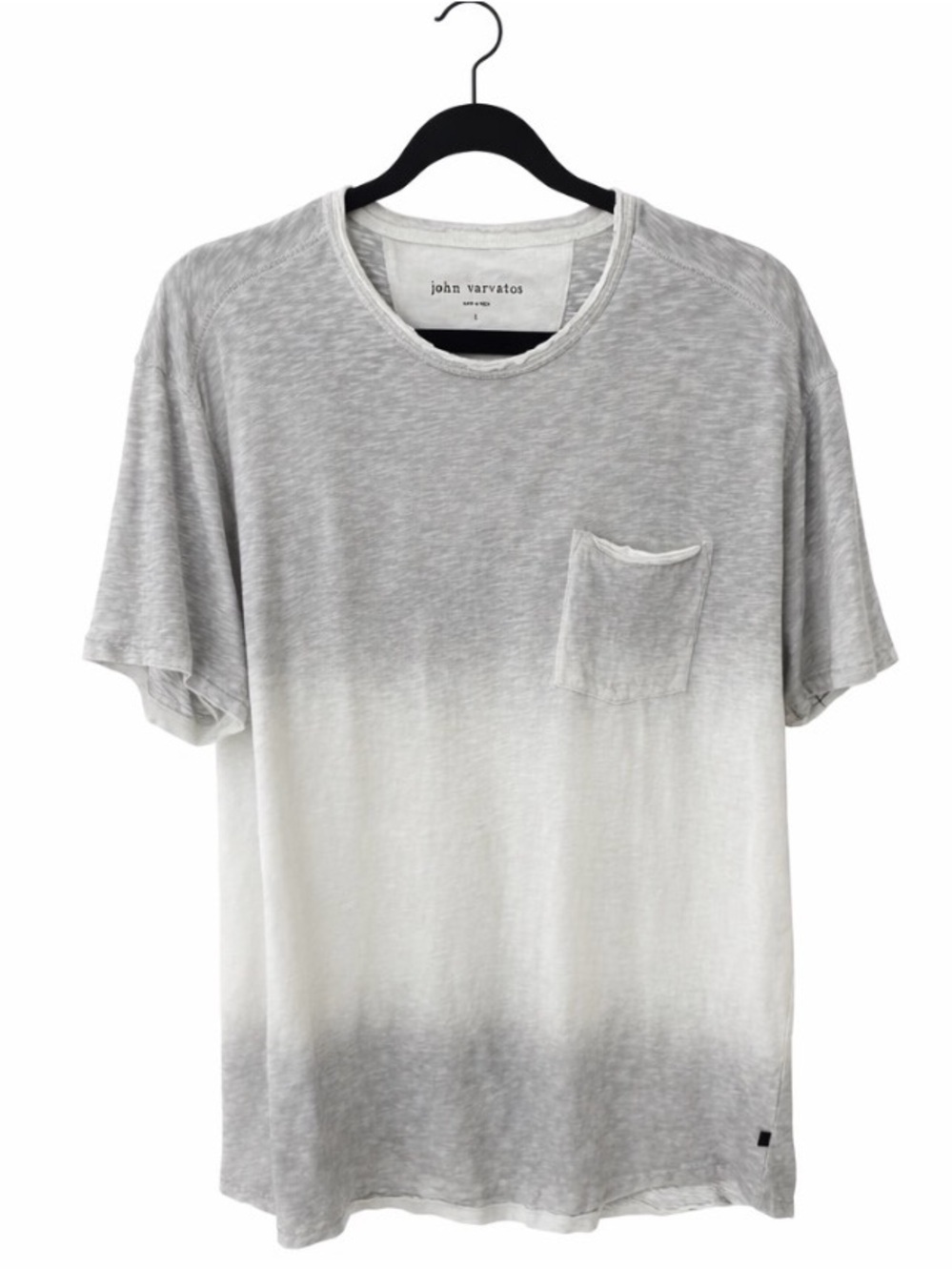 John Varvatos Gray and White Ombre Pocket Tee